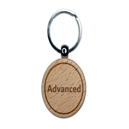 Advanced Difficulty Engraved Wood Round Keychain Tag Charm {1}