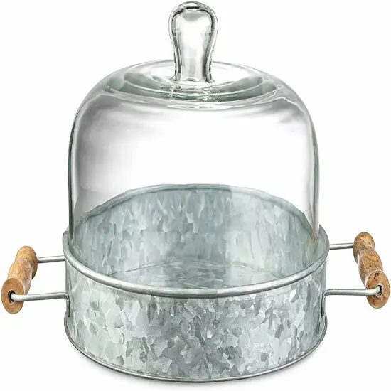 Farmhouse Cake Plate with Glass Dome for Rustic Kitchen and Dining {1}
