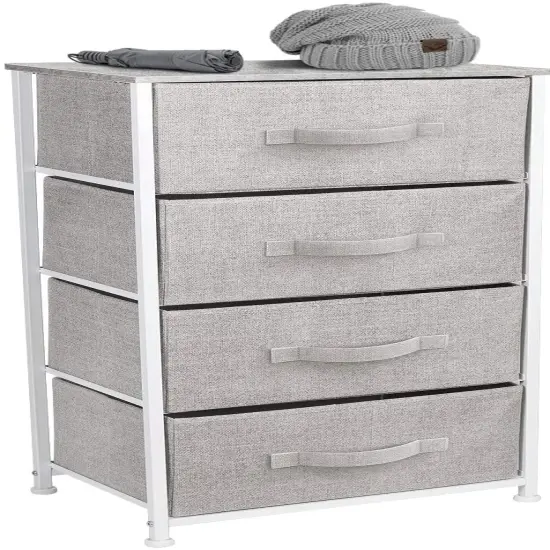 Sorbus Dresser with 4 Drawers - Bedside Furniture & Night Stand End Table Dresser with Steel Frame, Wood Top, Easy Pull Fabric Bins for Home, Bedroom Accessories, Office & Dorm {4}