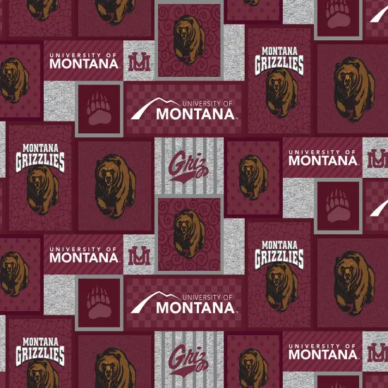 Sykel Enterprises-University of Montana Fleece Fabric-Montana Grizzlies College Patch Fleece Blanket Fabric-Sold by the yard {1}