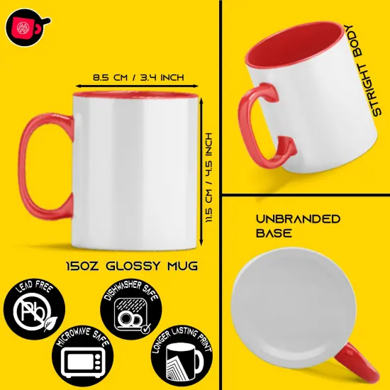 12 Pcs 15OZ El Grande Red Inside & Handle Sublimation Mugs With Gift Boxes {3}
