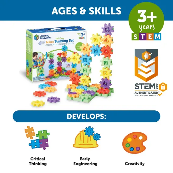 100 Pieces Deluxe Building Set, STEM Construction Toy Set, 100 Pieces, Ages 3+ {3}