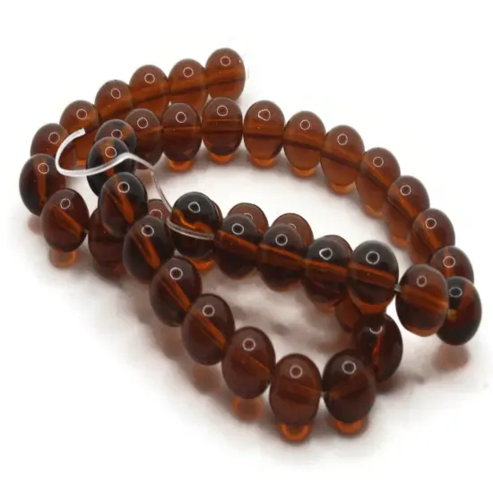 42 8mm Clear Brown Round Glass Beads {1}
