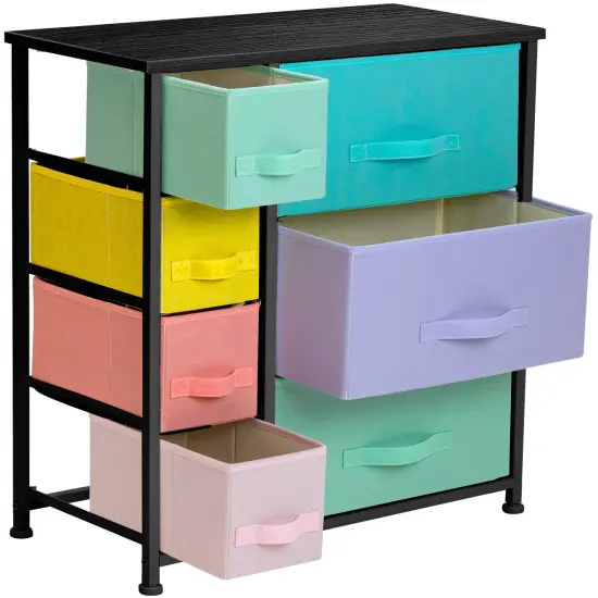 Sorbus Dresser with Drawers - Furniture Storage Tower Unit for Bedroom, Hallway, Closet, Office Organization - Steel Frame, Wood Top, Easy Pull Fabric Bins Pastel Mix {4}