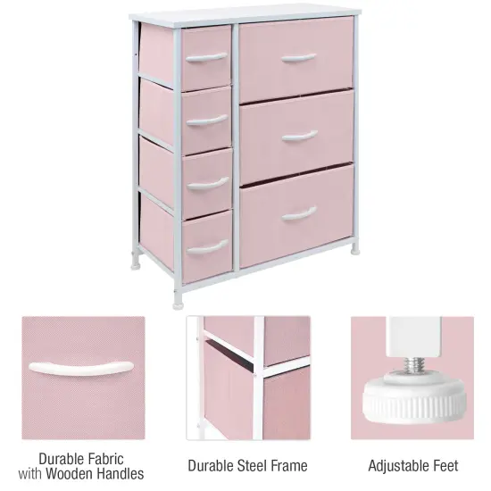 Sorbus Dresser with Drawers - Furniture Storage Tower Unit for Bedroom, Hallway, Closet, Office Organization - Steel Frame, Wood Top, Easy Pull Fabric Bins Pink {3}