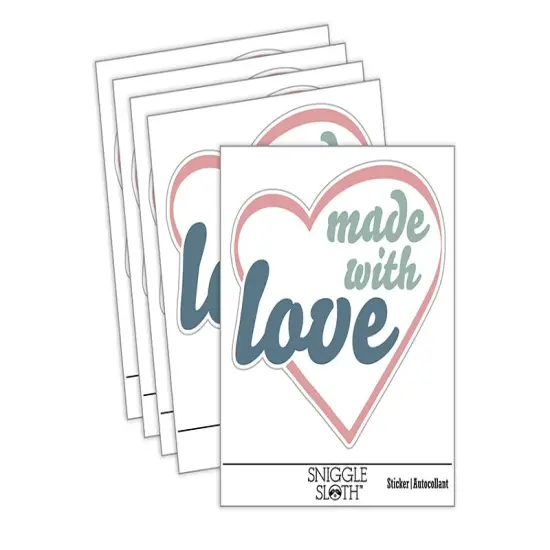 Made with Love in Heart Waterproof Vinyl Phone Tablet Laptop Water Bottle Sticker Set - 5 Pack {2}