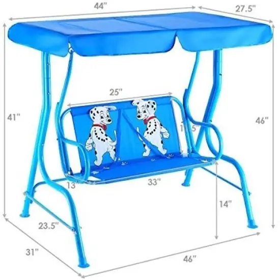 Outdoor Kids Patio Swing Bench with Canopy 2 Seats {4}