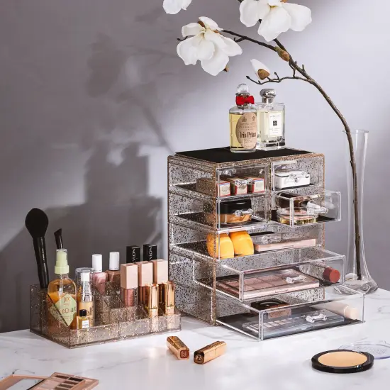 Sorbus Medium Makeup Organizer Set - (3 Large / 4 Small Drawers/Top Tray) Glitter {2}