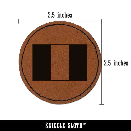 Italy Flag Round Iron-On Engraved Faux Leather Patch Applique - 2.5" Brown {2}