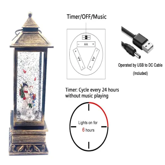 Snow Globe Lantern Snowman Family 11"H {2}