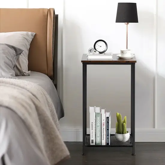 2-Tier Industrial Side End Accent Telephone Table {5}