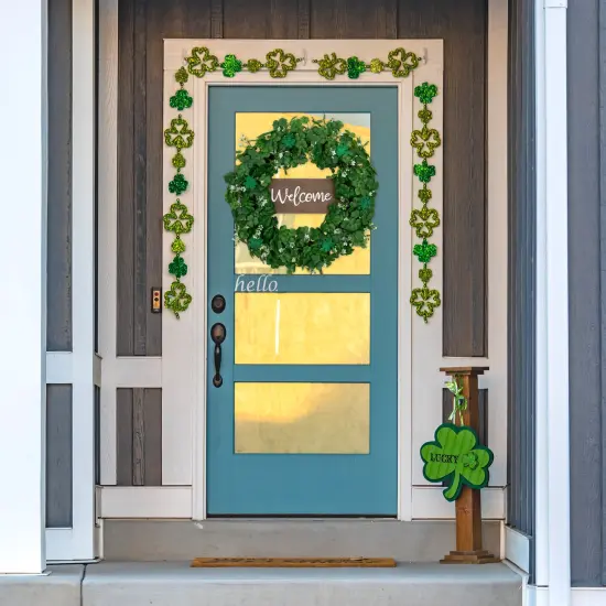 Northlight Shamrock Welcome St. Patrick's Day Twig Wreath - 20" - Unlit Green {3}