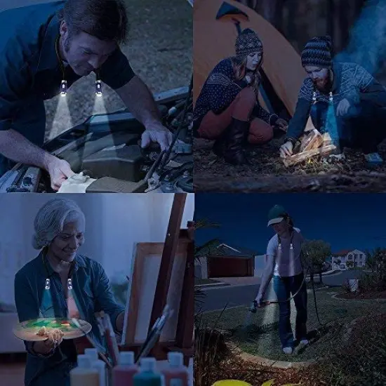 Rechargeable LED Book Light, Neck Hug Reading Lights for reading in Bed, Hand-Free Super Flexible, 3 Adjustable Brightness Levels, Perfect for Bookworms, Kids, Reading In Car, Crafts {3}