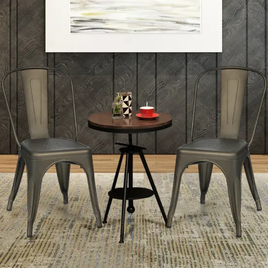 4 Pcs Modern Bar Stools with Removable Back and Rubber Feet Gun {2}