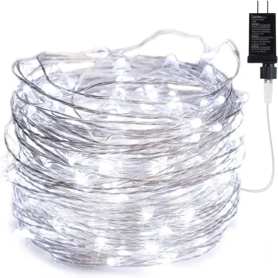 100 LED Fairy Lights Plug in String Light Outdoor White {3}