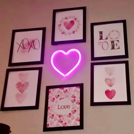 Pink Heart Neon Sign, LED Light Battery Operated or USB Powered Decorations Lamp, Table and Wall Decoration Light for Girl's Room Dorm Wedding Anniversary Valentines Day Birthday Party Home D&eacute;cor {5}