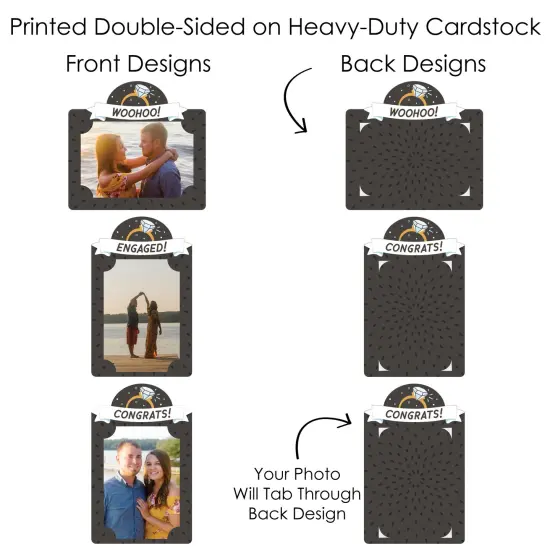 Big Dot of Happiness Just Engaged - Black and White - Engagement Party Picture Centerpiece Sticks - Photo Table Toppers - 15 Pieces {7}