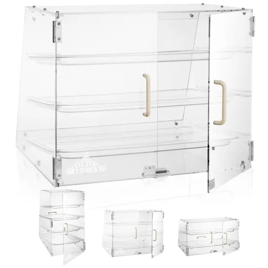 Olde Midway Pastry Display Cases, Commercial Acrylic Countertop Bakery Display Cabinets with Removable Trays {7}