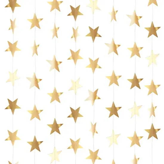 Glitter Star Garland Banner Decoration, 130 Feet Bright Star Hanging Bunting Banner Backdrop for Engagement Wedding Baby Shower Birthday Christmas Party Decor (Champagne Gold) {2}