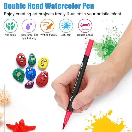 Dual Brush Tip Permanent Marker Paint Pens for Art Projects {2}