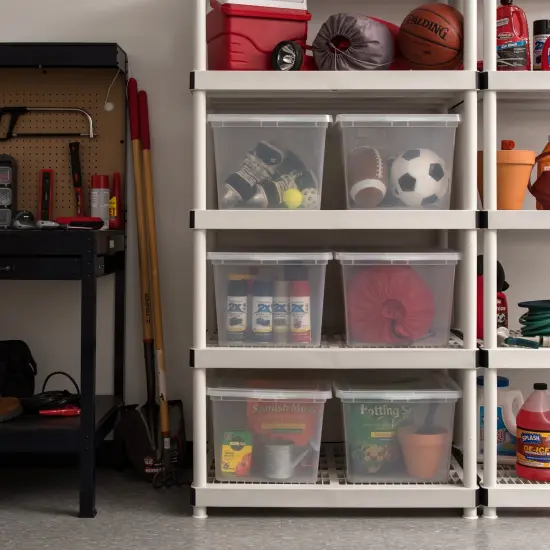 IRIS USA 6Pack 58 Quart Plastic Storage Bin Tote Organizing Container with Latching Lid, Stackable and Nestable, Clear {6}