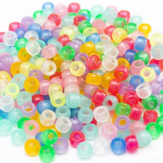 1000 Pcs Acrylic 9 Color Pony Beads 6x9mm Bulk Glow in The Dark for Bracelet Making Hair Beads for Braids {6}
