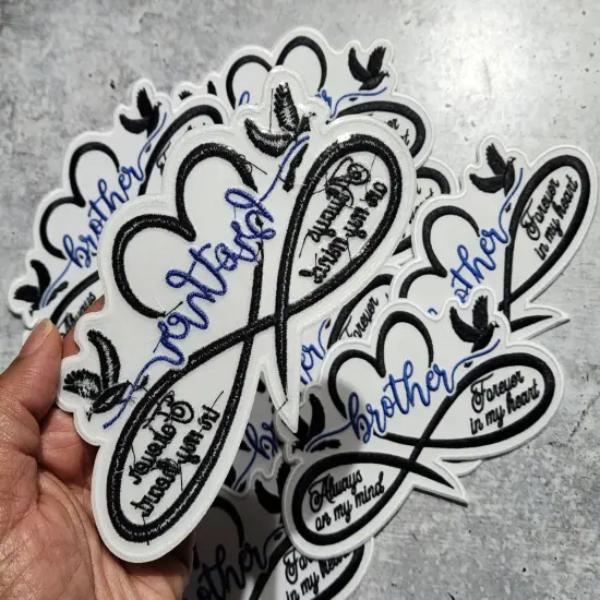 Memorial Infinity Collection: Patch Party Club, "BROTHER" Eternal Remembrance 1-pc, Iron-On Embroidered Patch, Sz 6", Tribute Hono {4}