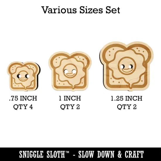 Delicious Eggs on Toast Bread Wood Buttons for Sewing Knitting Crochet DIY Craft {1}
