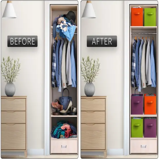 Sorbus Fabric Collapsible Cube Storage Bins Set (6 Pack) Pink, Green, Orange {6}