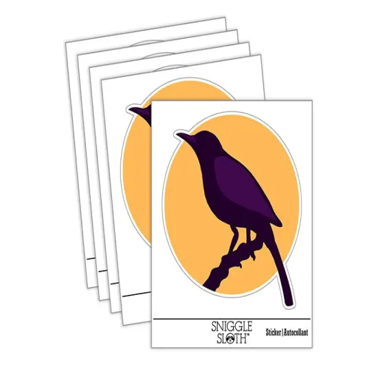 Bird on Branch Solid Waterproof Vinyl Phone Tablet Laptop Water Bottle Sticker Set - 5 Pack {1}