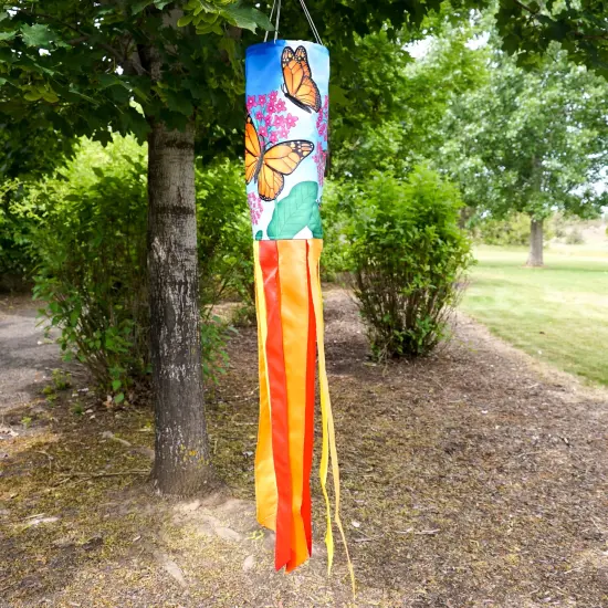 In the Breeze 5213 &mdash; Monarch Butterfly 40-inch Inspiration Windsock &mdash; Colorful Hanging Garden D&eacute;cor with Embroidered Details {4}