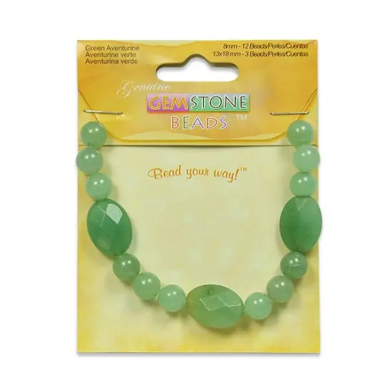 6 Packs of Round Green Adventurine Beads - 8mm/13x18mm - 15 pcs. {1}