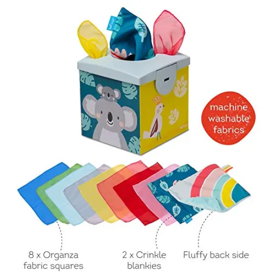 Sensory Crinkle Tissue Box for Toddlers. STEM Montessori Toy with Colorful Soft Scarves and Crinkling Blankies {1}