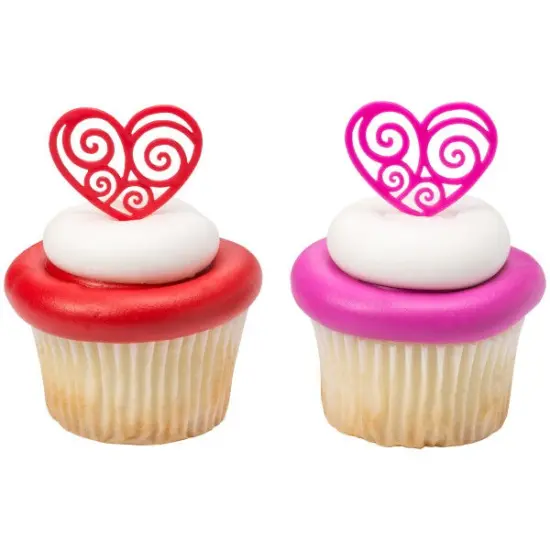 Scroll Heart DecoPics&reg; Cupcake Decoration, 12ct {1}