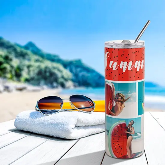 4 Pieces Life Sublimation Blanks Skinny Tumbler White 20 OZ Straight Stainless Steel Tumbler with Metal Straw for Mug Tumbler Heat Press Machine Sublimation Printing 4 Pack {2}
