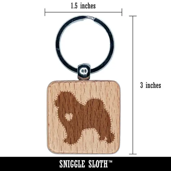 Chow Chow Dog with Heart Engraved Wood Square Keychain Tag Charm {2}