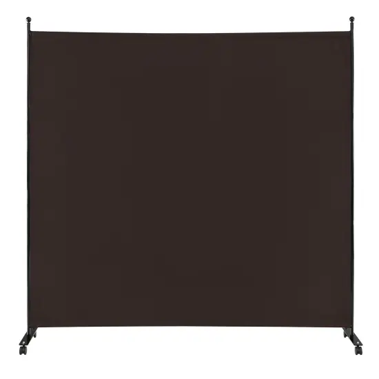 6 Feet Single Panel Rolling Room Divider with Smooth Wheels Brown {4}