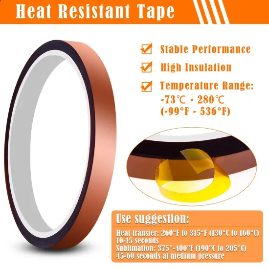 Heat Tape High Temp Tape and Teflon Sheet for Vinyl Heat Press, Sublimation Heat Resistant {3}