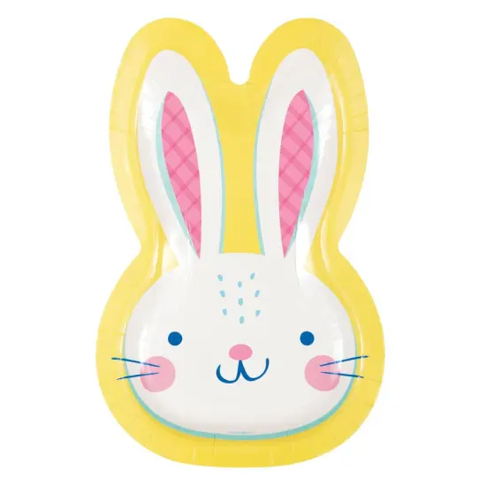 Eggcellent Easter Bunny Shaped 8.25" x 5.25" Plates, 8ct {1}