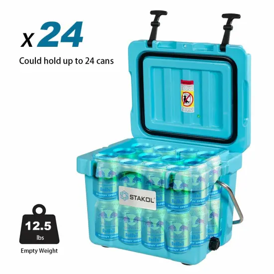 16 Quart 24-Can Capacity Portable Insulated Ice Cooler with 2 Cup Holders Blue {4}