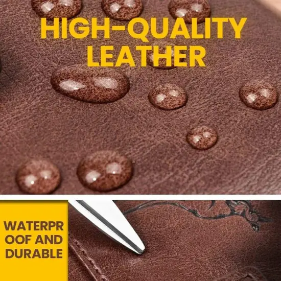 Kitcheniva Mens Leather Wallet RFID Blocking Credit Card ID Holder Brown {6}