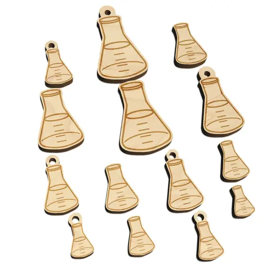 Glass Erlenmeyer Flask Chemistry Science Mini Wood Shape Charms Jewelry DIY Craft {7}
