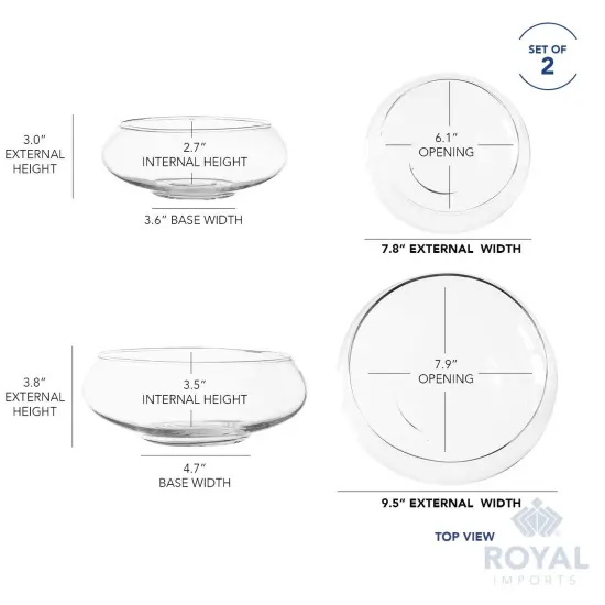 2 Pieces Flower Glass Vase, Bowl Terrarium Succulent Planter, Air Plant Hydroponic Display, Floating Candles Decorative Centerpiece Floral Container for Home or Wedding , Clear {3}
