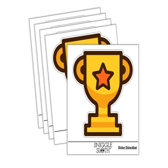 Trophy Award Outline with Star Waterproof Vinyl Phone Tablet Laptop Water Bottle Sticker Set - 5 Pack {1}