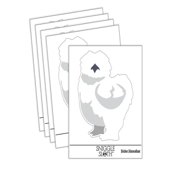 Fluffy Silkie Chicken Waterproof Vinyl Phone Tablet Laptop Water Bottle Sticker Set - 5 Pack {2}