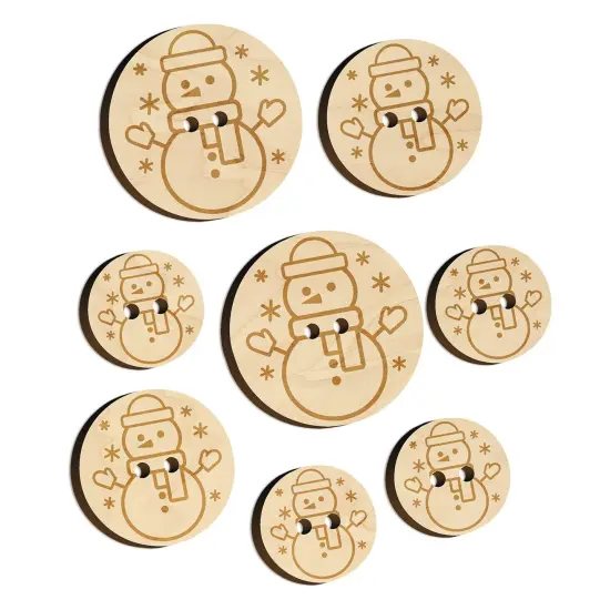 Snowman Hat and Scarf Wood Buttons for Sewing Knitting Crochet DIY Craft {7}