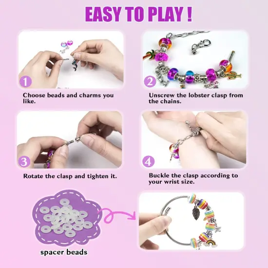 Jewelry Making Kit Trendy Stuff for Kids Ages 6-12, Unicorn Toy Cute Stuff for Teen Girls Gifts Birthday Gift, Crafts for Girls 6 7 8 9 10 11 12 Year Old {4}