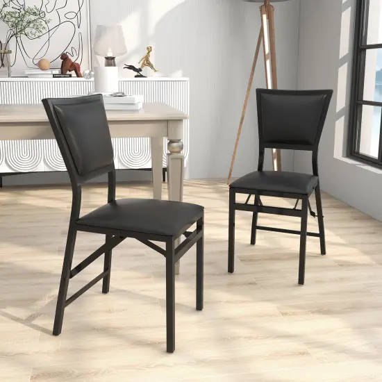 Set of 2 Metal Folding Chair Dining Chairs {1}