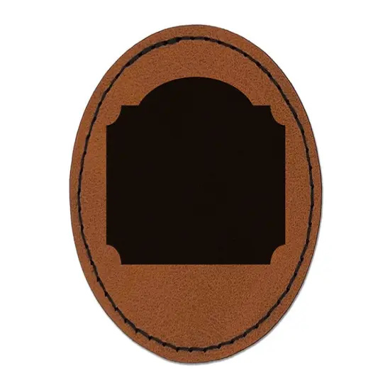 Old Timey Sign Solid Round Iron-On Engraved Faux Leather Patch Applique - 2.5" Brown {1}