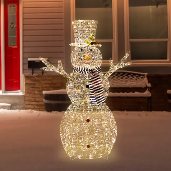 Northlight 48" LED Lighted Silver Mesh Snowman Outdoor Twinkling Christmas Decoration {3}